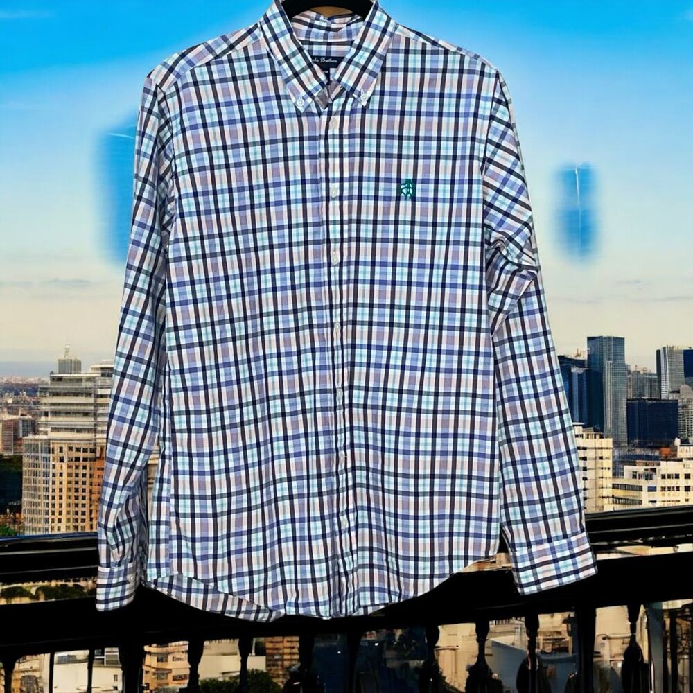 Brooks Brothers Navy and White Checkered Shirt